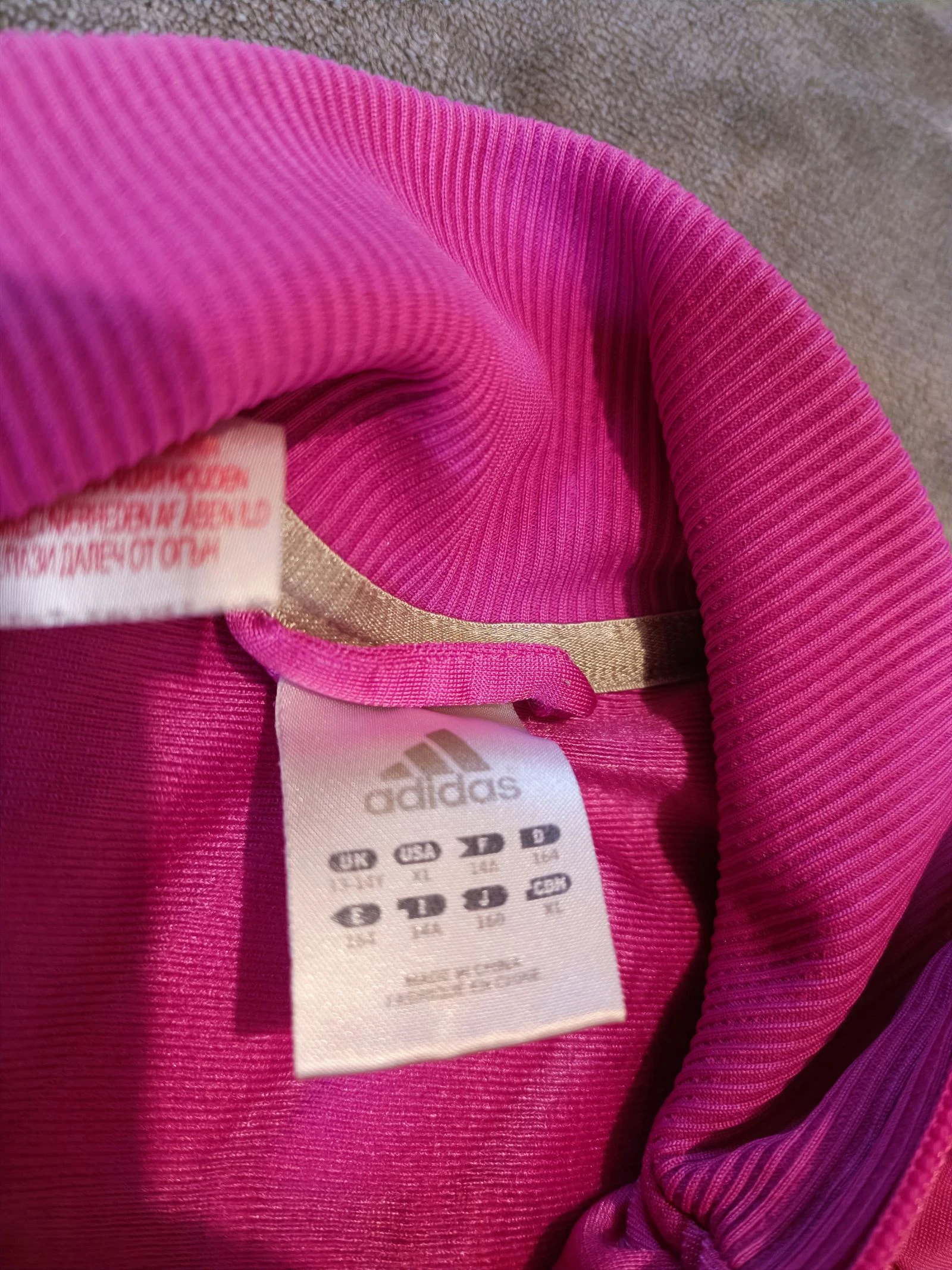 Adidas girls' zip-up tracksuit jacket size 14 years good condition pink color – photo 5